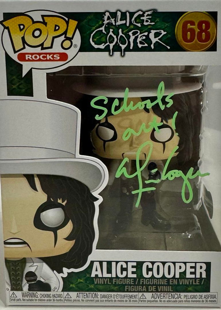 Alice Cooper Signed Funko Pop #68 "Schools Out" - Beckett COA #03